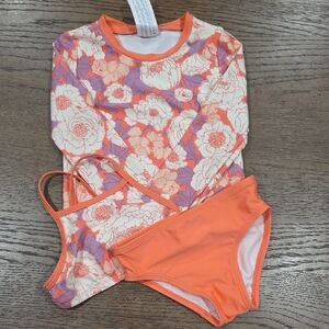 OshKosh B'gosh Floral Rashguard Set - Orange and Purple